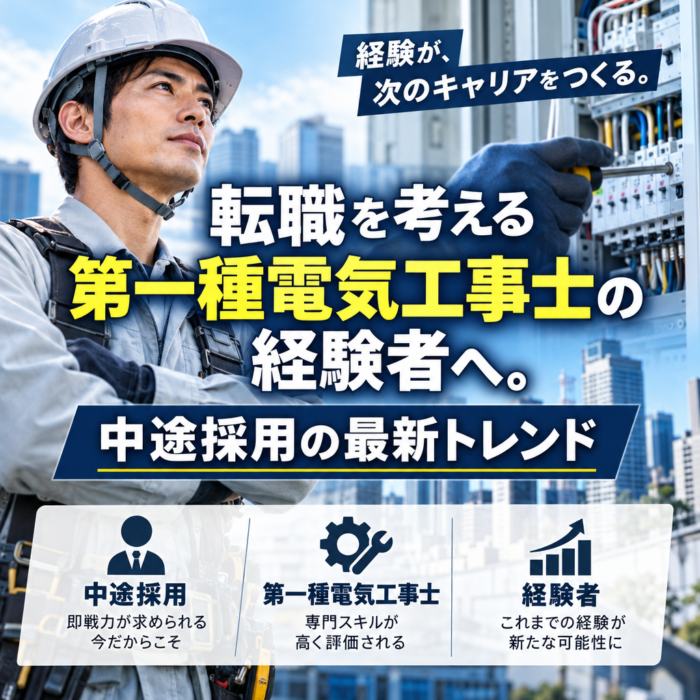 転職を考える第一種電気工事士の経験者へ。中途採用の最新トレンド